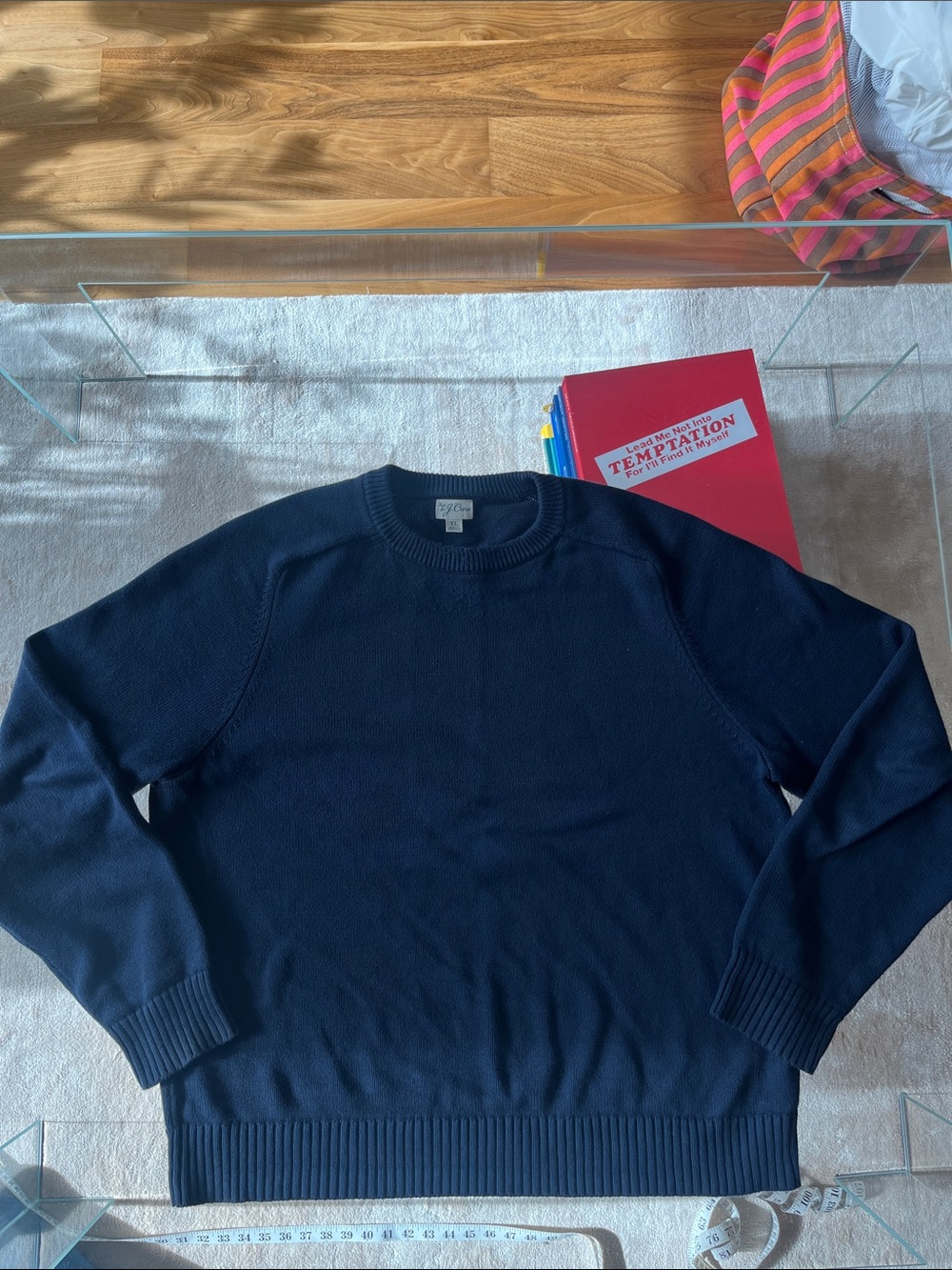 J Crew Heritage cotton crewneck sweater in Navy Size XL
